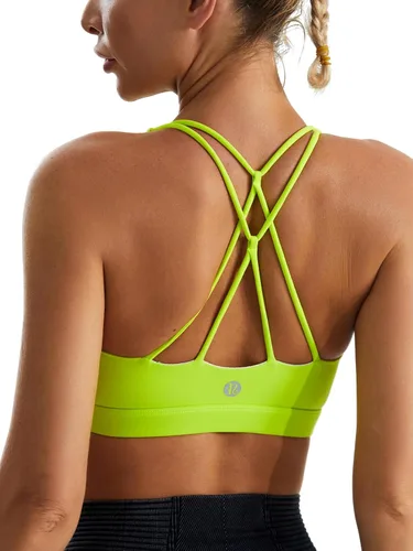 Vista 101 de Brasieres deportivos para mujer, con relleno, tipo camiseta sin mangas, sexis, con espalda cruzada, de alto impacto, largos, ideales para practicar