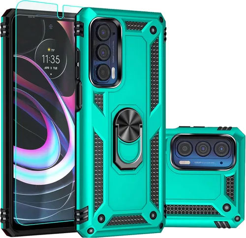 Vista 11 de Funda para Moto Edge 2021, con protector de pantalla, [grado militar] 16 pies, cubierta probada contra caídas con soporte magnético para Moto Edge