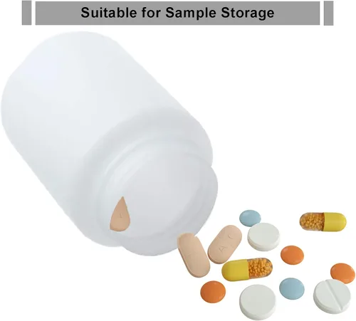 Vista 5 de Sscon Botellas de reactivo de laboratorio de boca ancha de plástico de 3.4 fl oz, botellas de sellado de muestras (blanco) Sealing Bottles(White)