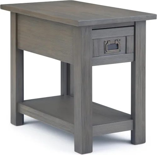 Vista 14 de SIMPLIHOME Monroe - Mesa auxiliar de madera de acacia maciza de 22 pulgadas de ancho en color marrón ceniza envejecido, mesa decorativa rústica