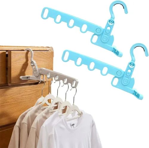 Vista 2 de 2 perchas plegables de viaje, colgador de ropa plegable portátil con 5 agujeros, colgador de ropa montado en la pared, estante de secado plegable