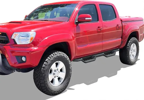 Vista 6 de APS Estribos tubulares negros de 6 pulgadas estilo desplegable, barras Nerf compatibles con Toyota Tacoma 2005-2023 doble cabina de tripulación