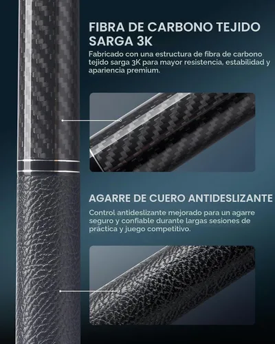Vista 3 de CRICAL Pro Taper Carbon Fiber Pool Cue, Low Deflection Billiards Cue Stick