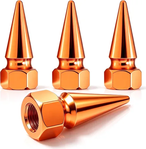 Vista 25 de 4 piezas de tapas de válvula de rueda con forma de punta, tapa de aire de aluminio para automóviles, cubiertas universales de válvula de rueda a
