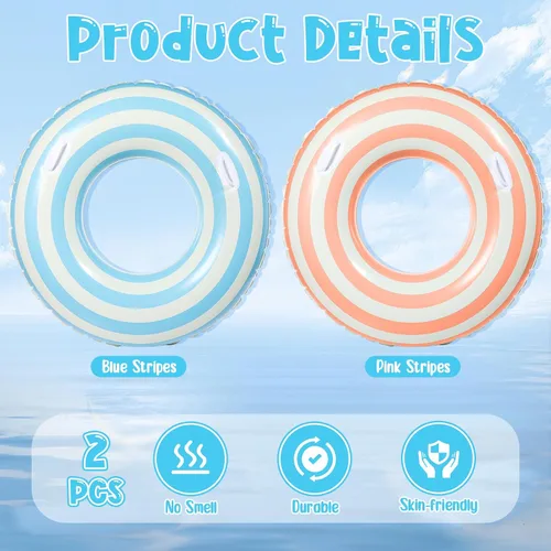 Vista 3 de Gemscream 2 anillos de natación grandes con asas de 47.24 pulgadas, flotadores inflables de piscina para adultos y adolescentes