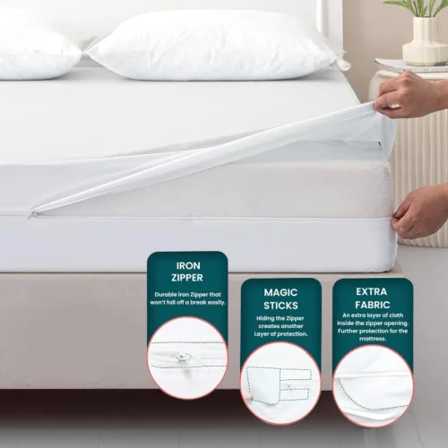 Vista 6 de COTTONPASSION Funda de Colchón con Cremallera, Protector de Colchón Impermeable Tamaño Full, Transpirable y Silencioso Absorbente Funda de Colchón