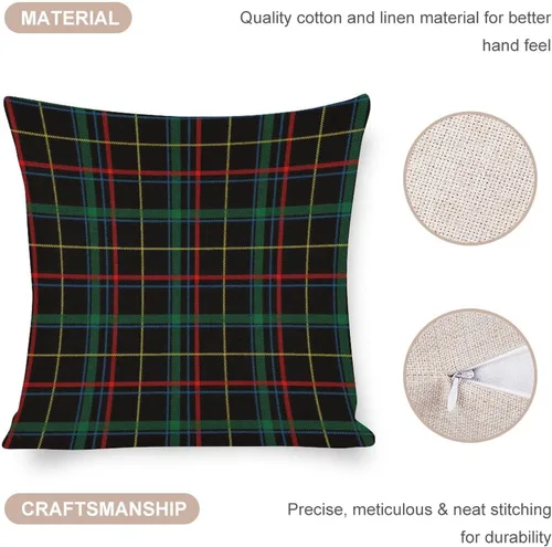 Vista 4 de Funda de almohada a cuadros de búfalo verde y negro, 16 x 16 pulgadas, patrón geométrico de cuadros, funda de almohada decorativa moderna para sofá
