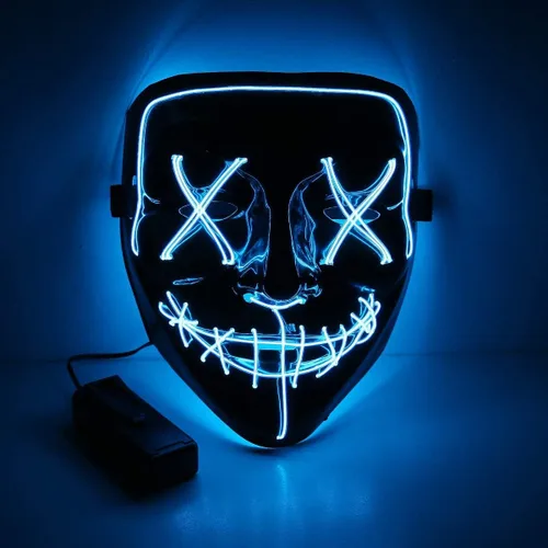 Vista 3 de Disfraz de Halloween, Fiesta Máscara de Miedo LED, Ilumina Máscaras, talla única