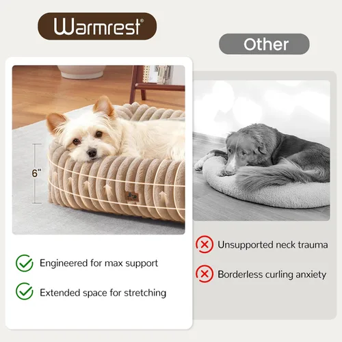 Vista 4 de Cama lavable para perros pequeños y medianos, cama rectangular ortopédica de forro polar de pana para mascotas con funda extraíble y parte inferior