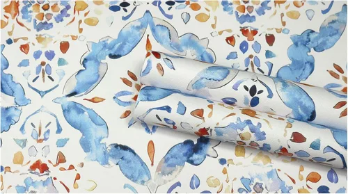 Vista 7 de HAOKHOME Papel tapiz geométrico para despegar y pegar, diseño de damasco floral azul/blanco/rojo, papel de pared extraíble, decoración moderna