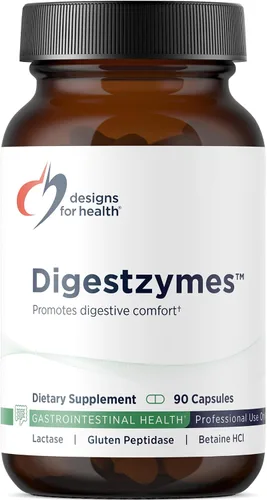 Vista 10 de Designs for Health Digestzymes - Enzimas digestivas + clorhidrato de betaína para alivio de gases y hinchazón - Pepsina, bilis de buey, enzima