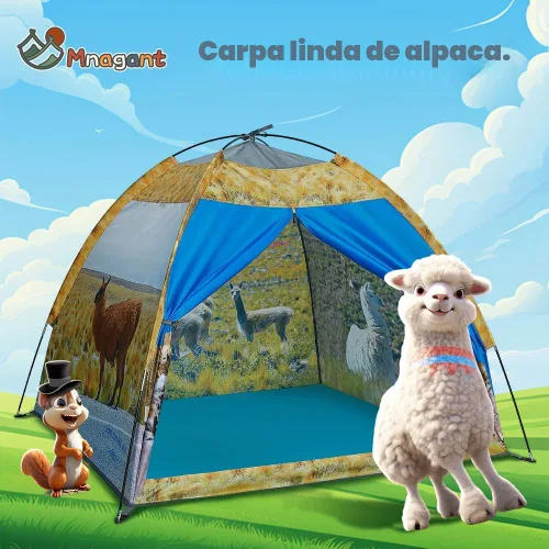 Vista 2 de Mnagant Tienda de campaña de alpaca para niños, divertida casa de juegos desplegable para niños y niñas, fácil instalación, tienda de campaña