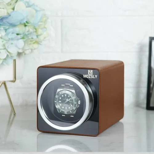 Vista 6 de MOZSLY Watch Winder for Automatic Watches with Quiet Motor 12 Rotation Mode Setting Leather