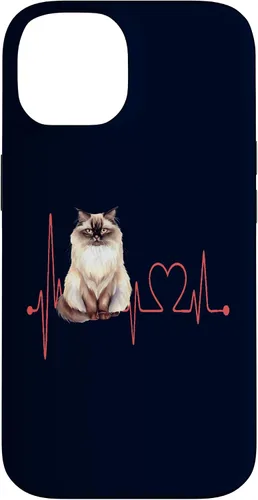 Vista 4 de Himalayan Cat Heartbeat EKG Funny I Love My Cat Case for iPhone 17