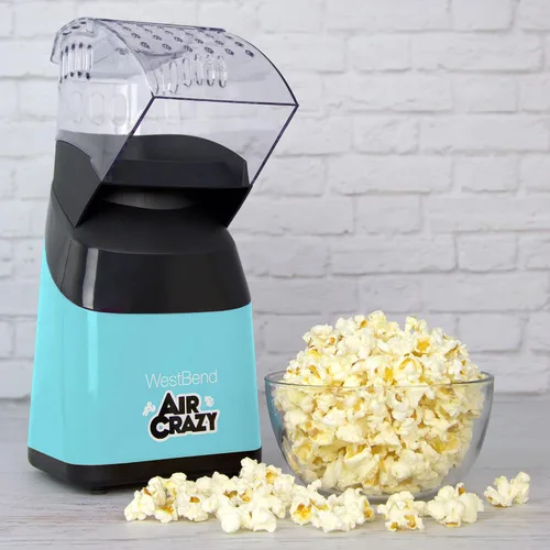 Vista 8 de West Bend Máquina de palomitas de maíz Air Crazy para aperitivos saludables sin aceite, 4 cuartos de galón, color azul