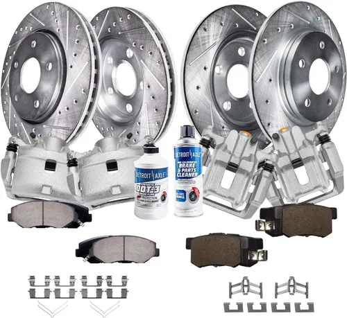 Vista 127 de Detroit Axle - Rotores de freno para Ford 2013-2019 Explorer Taurus Flex Lincoln MKT MKS, rotores de freno de disco ranurados perforados de repuesto