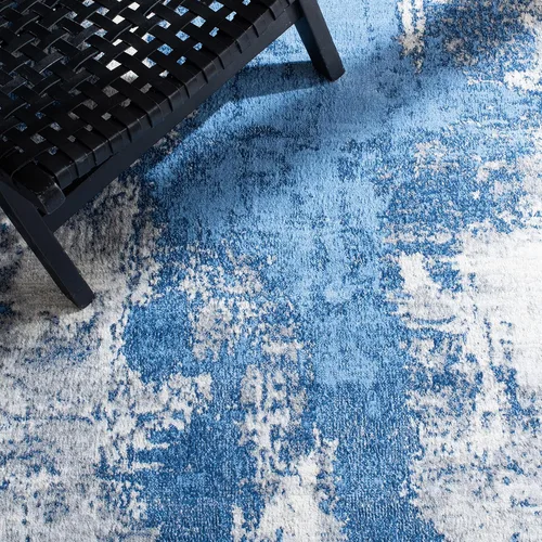 Vista 5 de SAFAVIEH Jasper Collection - Alfombra decorativa de 2 x 4 pies, azul y marfil, diseño abstracto moderno, no desprende pelusa y de fácil cuidado