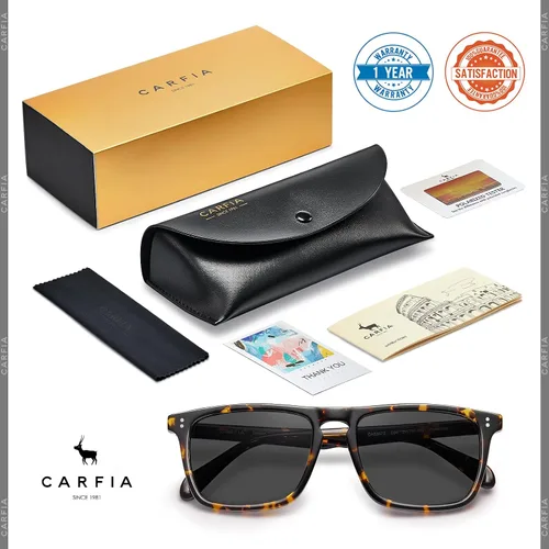 Vista 7 de CARFIA Acetate Polarized Sunglasses for Men UV Protection Fashion Retro Cool Sun Glasses Driving Fishing Golf Eyewear