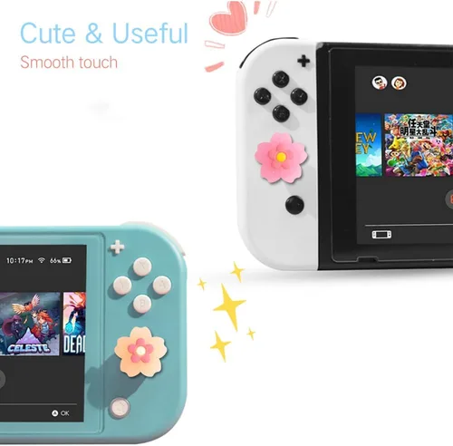 Vista 3 de PERFECTSIGHT Glitter Sakura Switch Thumb Grips Cute Joystick Caps for Nintendo SwitchSwitch LiteSwitch OLED, 4 PCS Thumbstick Cover Analog Stick