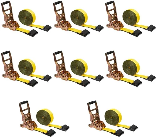 Vista 13 de Mytee Products Correas de trinquete de gancho plano de 4 pulgadas, correas de amarre de trinquete resistentes de 4 x 20 pies con ganchos planos