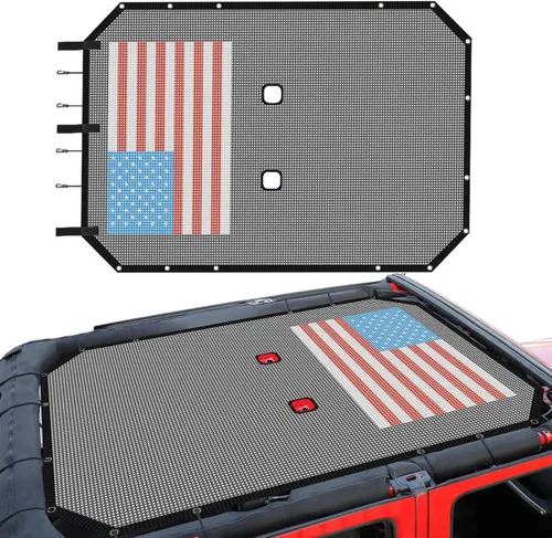 Vista 10 de RT-TCZ para Jeep JKU Parasol de malla para el techo de 4 puertas para Jeep Wrangler 2007-2017 JKU Top Bikini negro