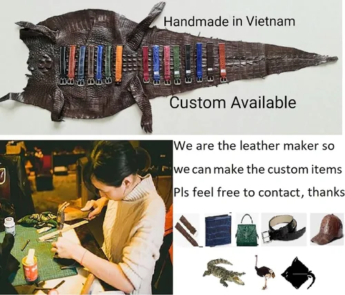 Vista 7 de vinacreations Handmade Leather Watch Band Men Quick Release Premium Stingray Leather Watch Strap Replacement Stainless Steel Buckle Bespoke 18mm