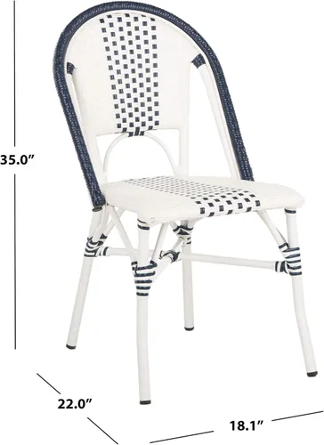 Vista 9 de SAFAVIEH Outdoor Collection Zoya - Silla apilable (2 unidades), color azul marino y blanco