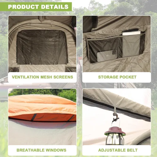 Vista 4 de Inflatable SUV Tents for Camping, Easy Set up Car Tailgate Tent Waterproof with Tarps Portable Car Tents with 2 Doors for SUV MPV