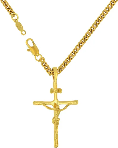 Vista 9 de LIFETIME JEWELRY Collar clásico de cruz para hombres y mujeres, chapado en oro real de 24 quilates, Metal