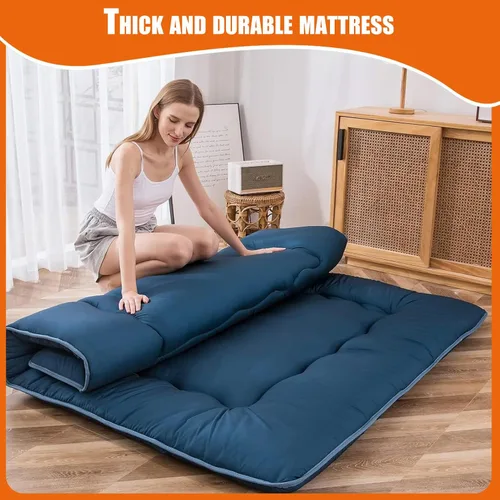 Vista 7 de QQP Colchón de futón japonés plegable de tatami, tapete portátil para adultos y niños, tapete para dormir adecuado para campamento, habitación