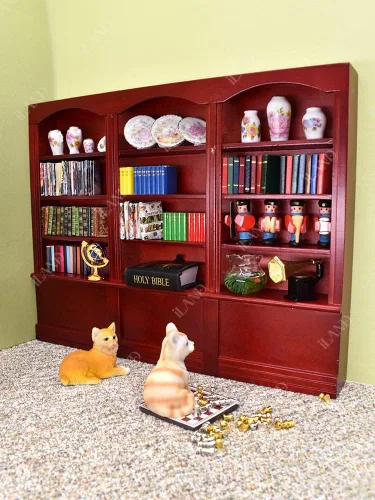 Vista 4 de iLAND Accesorios de casa de muñecas en miniatura para muebles de casa de muñecas, juego de ajedrez mini globo de libro para sala de estudio de casa