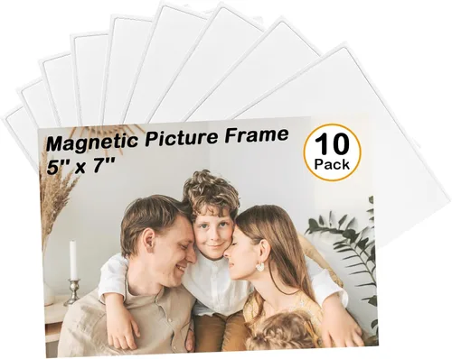 Vista 12 de Marco magnético para fotos, capacidad para fotos de 4 x 6 pulgadas, fundas negras reutilizables para nevera, taquilla, gabinete de oficina