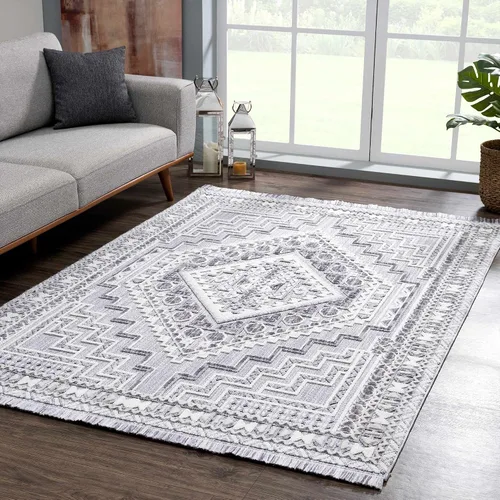 Vista 7 de Hauteloom Ethereal - Alfombra de pasillo con borde geométrico de medallón de diamante, estilo bohemio de transición, tribal azteca del suroeste