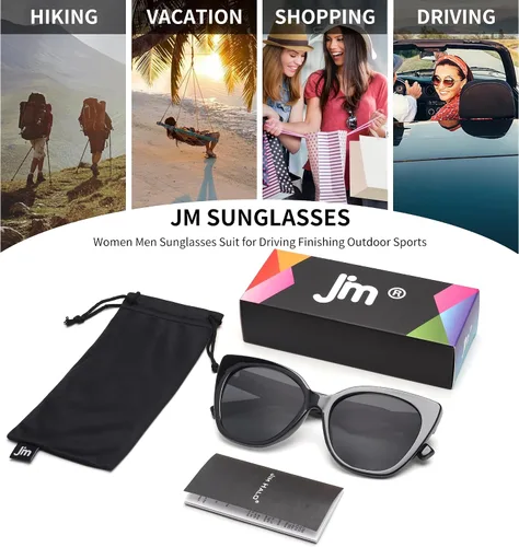 Vista 6 de JM Trendy Cat Eye Sunglasses Women, Oversized Cateye Style Round Sun Glasses UV400 Protection