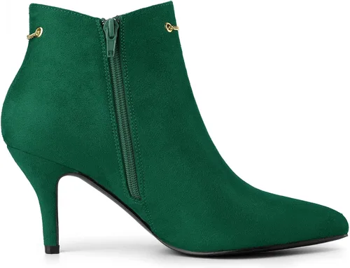 Vista 6 de Allegra K Botines de tacón de aguja con puntera puntiaguda y cremallera lateral para mujer