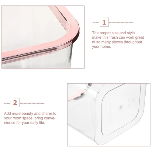 Vista 8 de iplusmile Cubo de basura transparente de 7.87 x 7.08 x 7.08 pulgadas, portátil, para el hogar, dormitorio, oficina, baño, almacenamiento