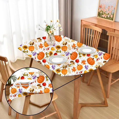 Vista 23 de Mantel ajustado blanco con elástico para mesas plegables de 48x48 pulgadas, manteles lavables y elásticos de elastano para mesas de cartas, manteles
