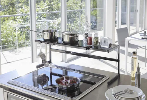 Vista 6 de YAMAZAKI Home Tower - Estante de soporte expandible - Organizador de estante de almacenamiento de cocina - Grande - Acero