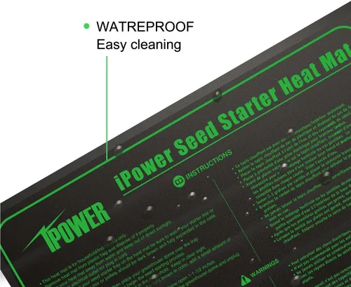 Vista 3 de iPower tapete térmico para plantón, tapete térmico hidropónico caliente con diseño impermeable duradero, estera de calor solamente, Negro