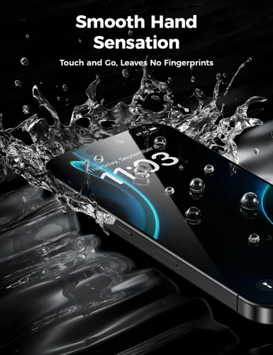 Vista 7 de BENKS GlassWarrior - Protector de pantalla de zafiro para iPhone 17 Pro de 6.3 pulgadas, vidrio templado curvado 3D de cobertura completa, claridad
