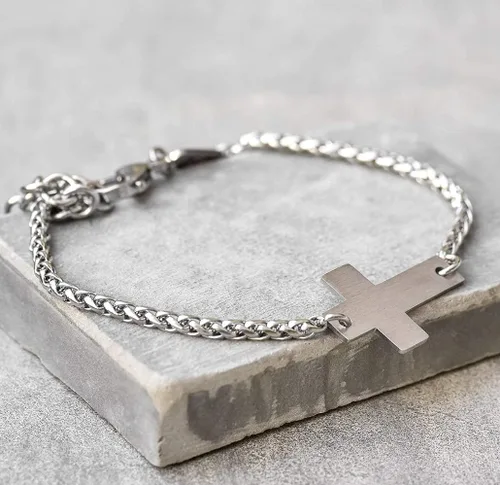 Vista 5 de Pulsera de cruz de cadena