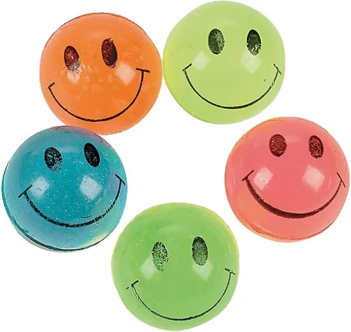 Vista 3 de Fun Express - Mini bolas de rebote con cara sonriente de neón - Juguetes - Pelotas - Bolas rebotantes - 144 piezas