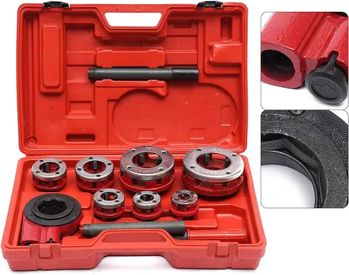 Vista 9 de LOYALHEARTDY Trinquete de enhebrador de tubos, con 7 matrices, juego de roscadores de tubo de trinquete 3/8 ", 1/2", 3/4", 1", 1-1/4", 1-1/2", 2