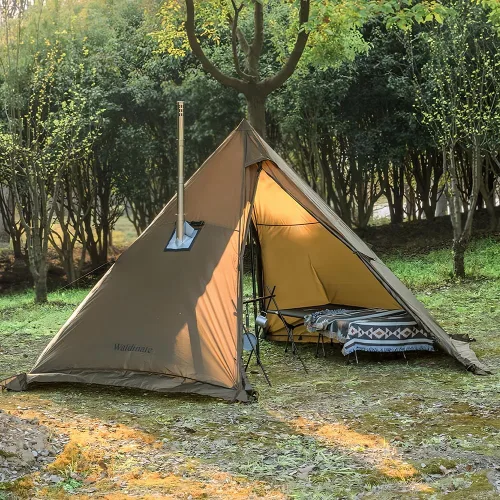 Vista 7 de Tienda Caliente con Conexión para Estufa y Faldón para Nieve, 6.89~8.53 pies de Altura Interior, 2~5 Personas, Tienda Tipi para Senderismo Familiar