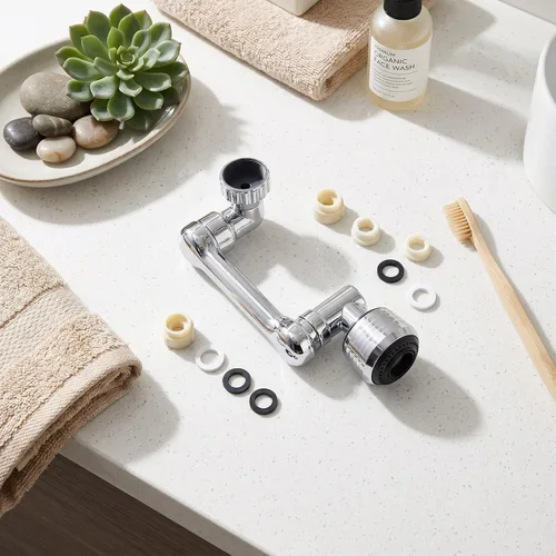Vista 6 de Extensor de grifo para lavabo de baño con 3 puertos ABS accesorio para lavado facial