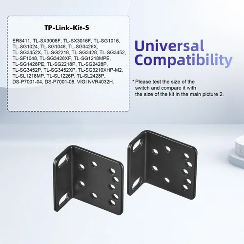 Vista 4 de Kit de oído para rack TP-Link de 19 pulgadas para interruptores de montaje en rack 1U Extensor de ancho de 17.3 a 19 pulgadas