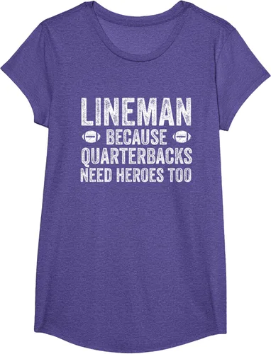 Vista 22 de Lineman Because Quarterbacks Need Heroes Camiseta de fútbol linieros S Negro