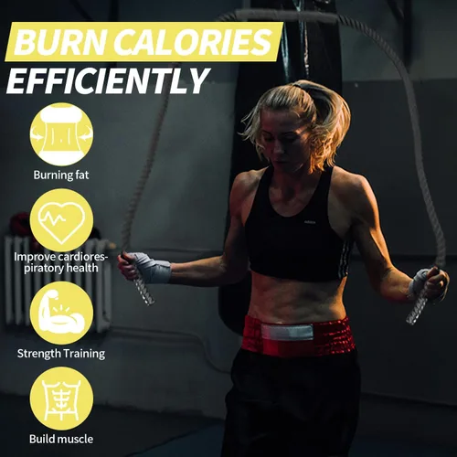 Vista 6 de Cuerda de saltar con peso para fitness, cuerda de entrenamiento muscular total de 2.4 libras para mujeres y hombres, cuerda de saltar para adultos