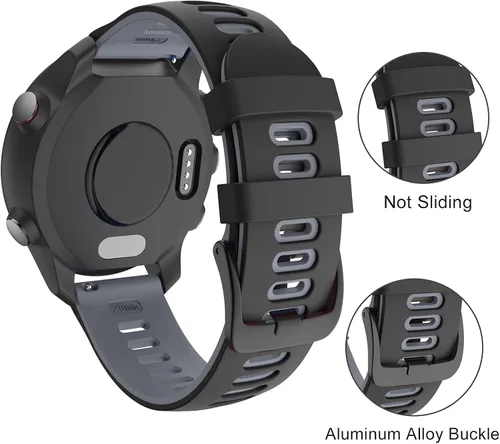 Vista 4 de OVERSTEP Correa de reloj para Garmin Forerunner 245/645/Vivoactive 3/5/6 Gris negro