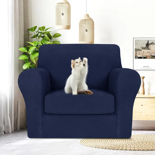 Vista 16 de MAXIJIN 2 piezas de fundas para silla con brazos, funda para silla de sofá para sala de estar, funda elástica para perros para una silla con 1 cojín